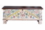 Giner y Colomer Coffre de rangement en bois de manguier, finition multicolore lavée pastel, détails fer, 45 x 116 x 40 cm